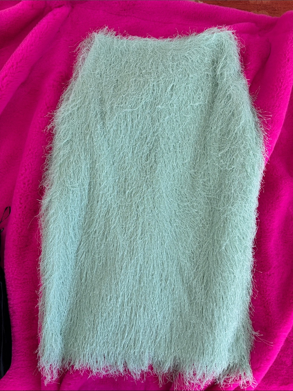 Zara Mint Green Fuzzy Midi Skirt